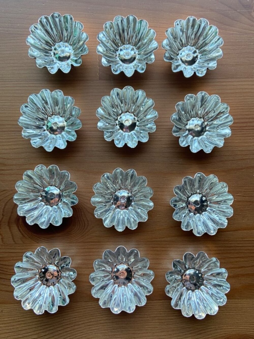 Vintage Lot Of 12 Swedish Fluted Mini Tart Candy Chocolate Molds Pans 1.75
